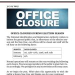NOTICE! NIRA Announces Office Closures On Selected Dates In January, February 2026