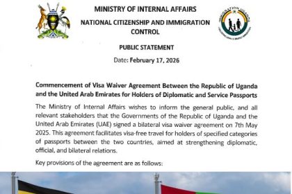 Uganda, UAE Commence Visa-Free Travel For Diplomatic And Service Passport Holders
