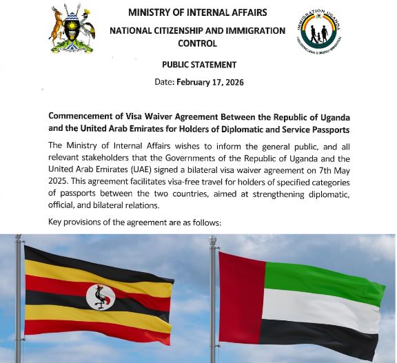Uganda, UAE Commence Visa-Free Travel For Diplomatic And Service Passport Holders