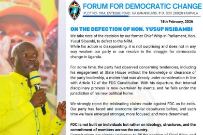 FDC President Patrick Amuriat Reacts To Yusuf Nsibambi's Defection To NRM