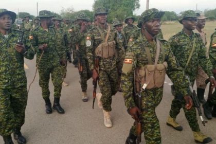 UPDF 15 Marines Brigade Conducts 30KM Route March In Butiaba