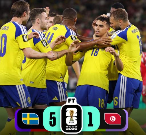 World Cup 2026: Sweden 5 - 1 Tunisia
