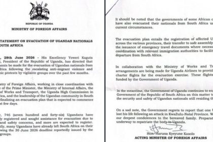 Government Sets Deadline For Evacuating Ugandans From South Africa