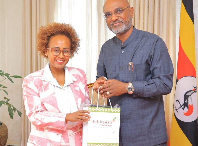 Foreign Affairs Minister Adonia Ayebare Meets H.E. Etsegenet Bezabih Yimenu, Ambassador Of Ethiopia