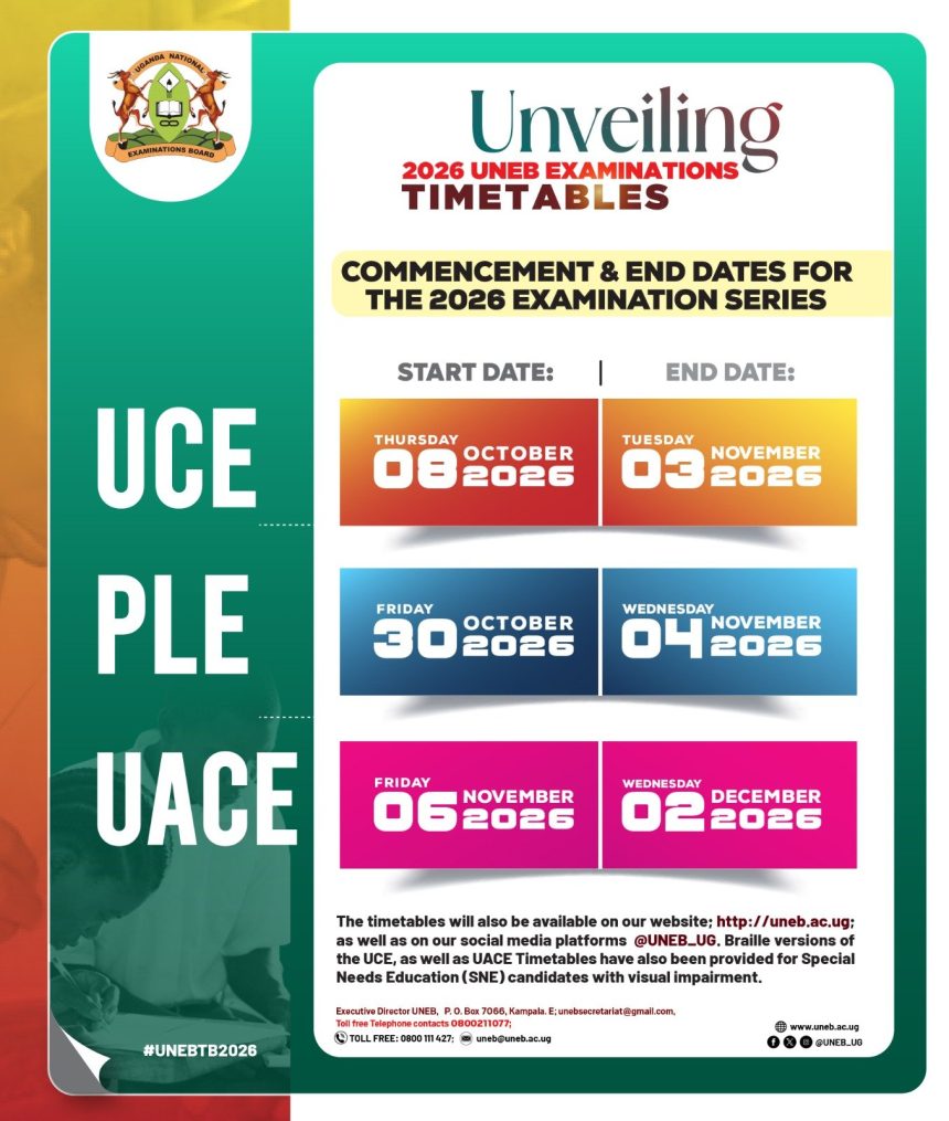 UNEB Releases Timetables For 2026 Examinations