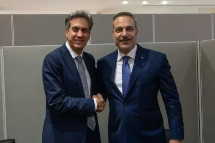 Turkish Foreign Minister, UK Foreign Secretary Ed Miliband Hold Talks In New York
